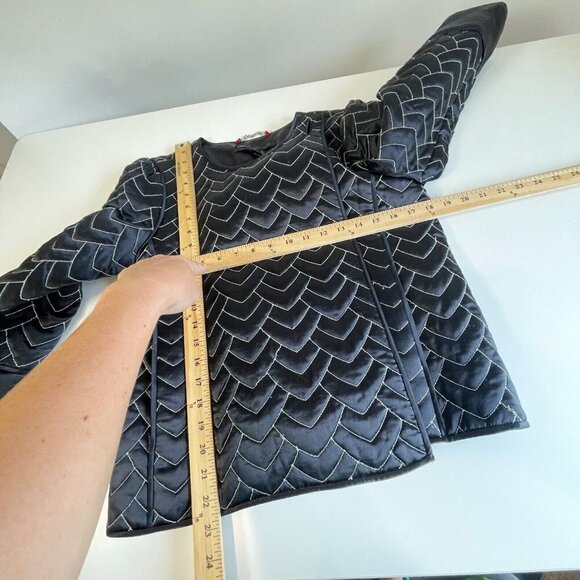Marc by Marc Jacobs Quilted Silk Jacket Black Metallic 8 Lined One Button Box - Picture 7 of 7